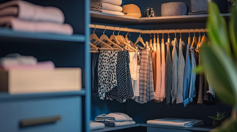 organized closet clothes hangers minimal wardrobe