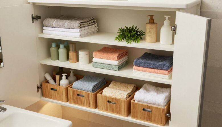 bathroom cabinet organizer DIY